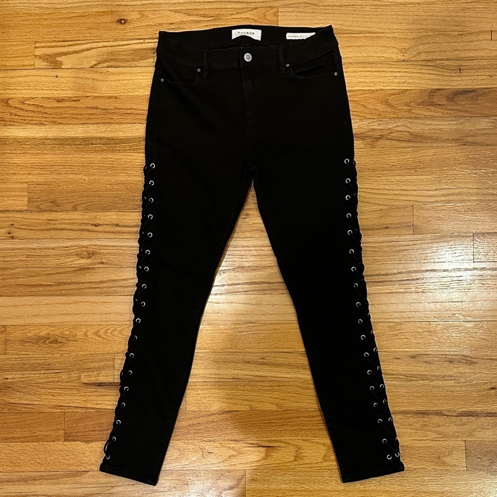 PacSun Black Lace-Up Skinny Jeans